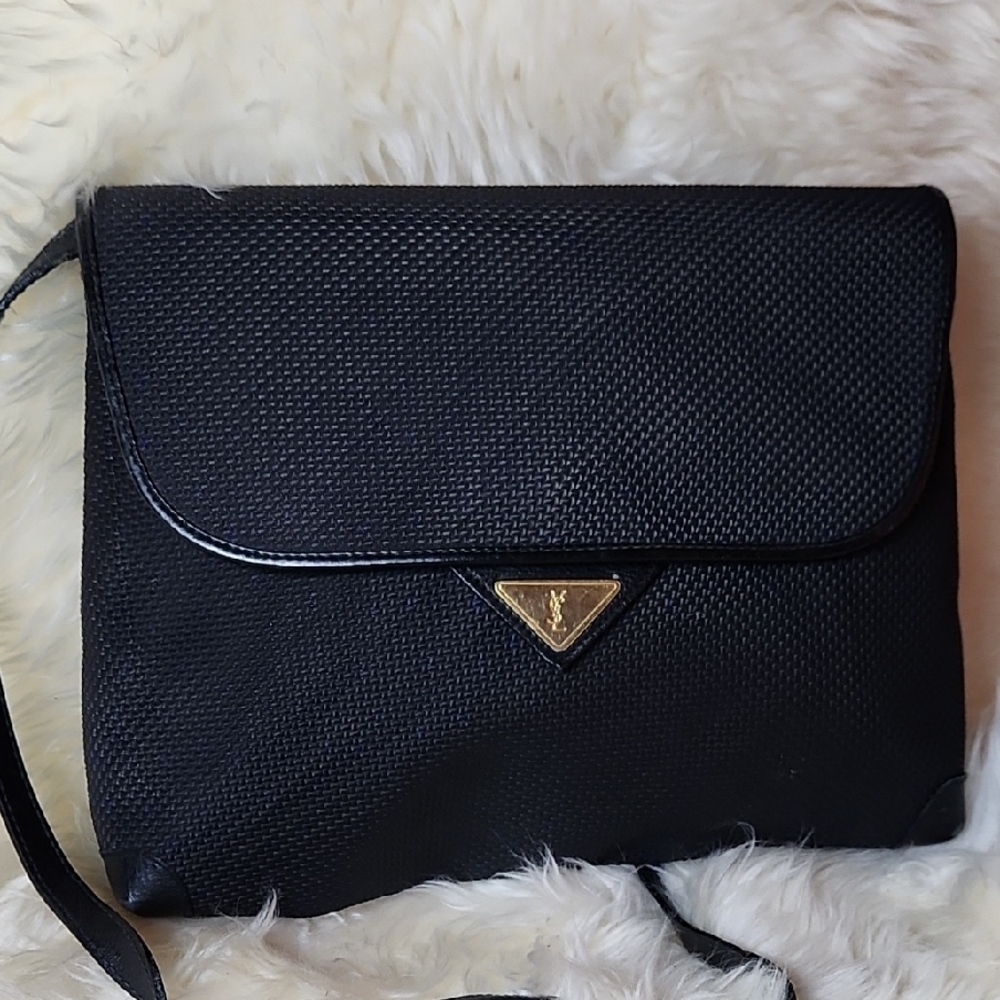 Yves Saint Laurent Black Clutch with Gold Accent